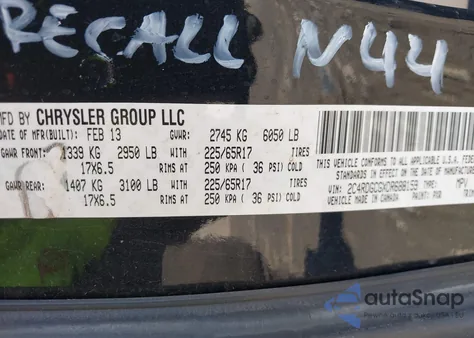 2013 Dodge Grand Caravan Sxt from USA, damaged, VIN 2C4RDGCGXDR688159